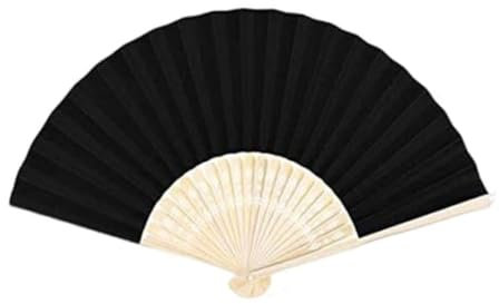 ZUWIJEQ 1 Piezas Abanico Negro, Abanicos Plegables Negros, Abanico Plegable Chino de Papel Oriental, Abanico Pequeño Portátiles, para Baile, Fiesta, Regalos de Boda, Decoración de Pared