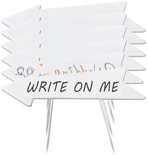 6 cartelli da cortile con freccia con paletti, 43,2 x 15,2 cm, in plastica ondulata, per feste, matrimoni, affitto esterno