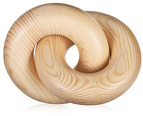 PERSELOSO Wooden Knot Ornament Chain Link Decor for Home Shelf Coffee Table Rustic Farmhouse Wall Hanging Pine Wood Color