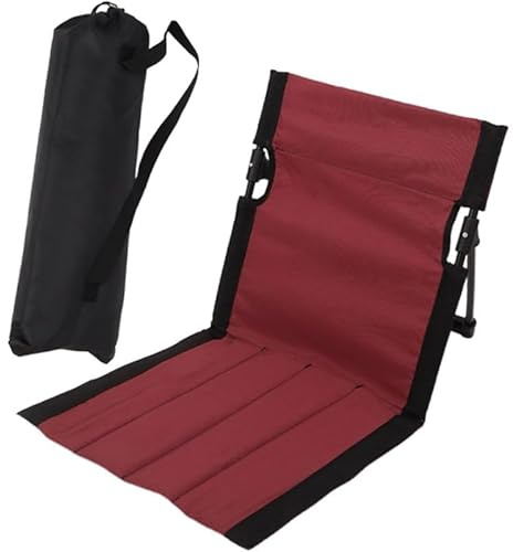 Tubayia Tumbona de playa al aire libre, asiento de suelo, accesorio compacto, cojín plegable para relajarse, camping, estadio, barbacoa (rojo)