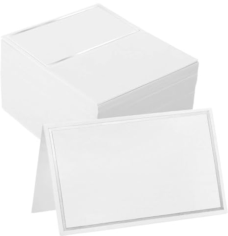 50 pezzi Segnaposto Bianchi, Bianco con Bordo Doargento, Carta da Tavolo Bianchi Cartellini Segnaposto, per matrimonio, per comunione, compleanno, festival, feste, battesimo