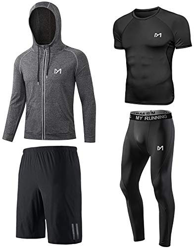 MEETYOO Kompressionsshirt Herren, Leggings Sport Laufhose Funktionsshirt Männer Jacke Kompressionshose Funktionswäsche für Running Gym Fitness