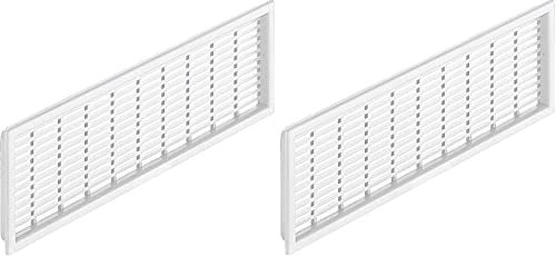 Gedotec Lüftungsgitter weiß | Belüftungsblech aus Kunststoff für Belüftung von Wohnräumen, Möbel | Türgitter geschlitzt mit Abdeckrand zum Einlassen | 40 x 149 mm | 2 Stück - ovale Abluftgitter