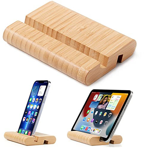 FadyDail Supporto da Scrivania per Tablet in Legno di Bambù, per iPhone, iPad, tutti i Telefoni Cellulare (Grande Dimensione)