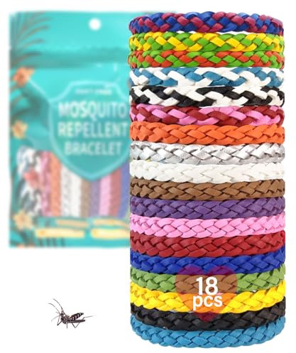 Mosquito Repellent Bracelet 18 Pack, Adjustable Leather Mosquito Bands Deet-Free Natural Insect Repellent Wristbands for Adults & Kids Insect Repellent Bracelet 300 Hour Insects Protection Fashion(B)