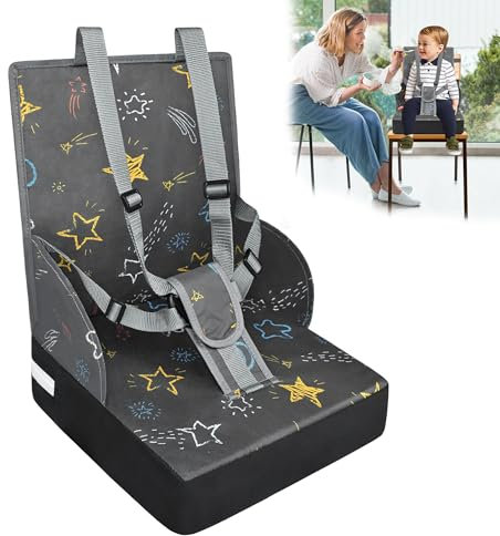 CEEDIR Faltbar Kinder Sitzerhöhung Boostersitz hochstuhl Baby Stühle Verstellbare Gurt mit drei Punkten Kindersitzerhöhung Grau