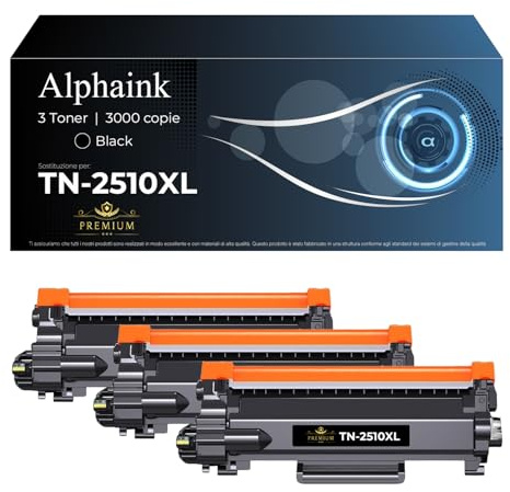 alphaink 3 Toner Compatibili con Brother TN2510XL TN-2510XL con Chip 3.000 copie per DCP L2620DW L2627DWE L2627DWXL L2660DW L2665DW HL L2400DWE L2445DW MFC L2800DW L2827DW L2827DWXL L2835DW L2960DW
