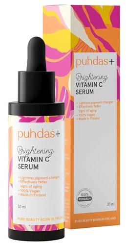 puhdas+ VITAMIN C SERUM Gesichtspflege [30 ml] Kraftvolles Vitamin C hochdosiert – aufhellendes Gesichtsserum, 99,7% natürlich & vegane Gesichtsöl, Skincare Kosmetik Anti Aging Serum Gesicht, Finnland