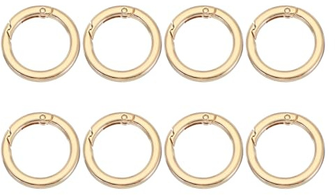 PATIKIL Anillos en O con Resorte, 8Pcs 1.4 Pulgadas Clips Redondos Metálicos Hebillas Gatillo Plano para Llaveros Bolsos Carteras Correas Correas para Perros Manualidades, Oro Claro 35mm