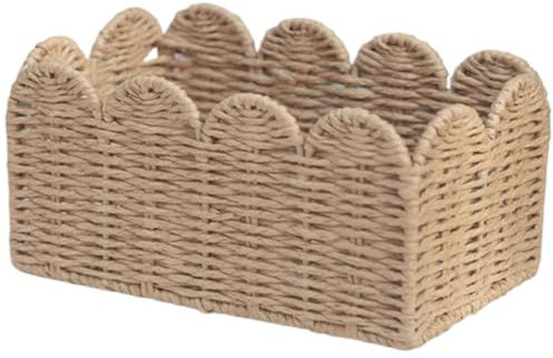 Hperu 1 Petit Panier tissé, Organisateur de Corde en Papier à Bord festonné pour Cuisine, Salle de Bain et décoration intérieure