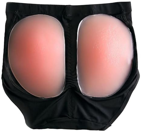 Mutandine da donna francesi 300 g in silicone glutei Enhancer biancheria intima imbottita in silicone senza cuciture slip completi da donna, Nero , M