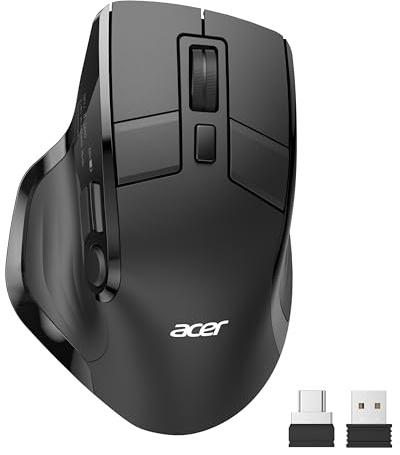 acer Wireless Mouse for Laptop, Bluetooth Computer Mouse Ergonomic for 4 Devices(2.4Ghz+BT 5.2+Wired), OLED Screen Rechargeable Mice, 5 Programmable Buttons, 4000 DPI for MacBook PC Desktop