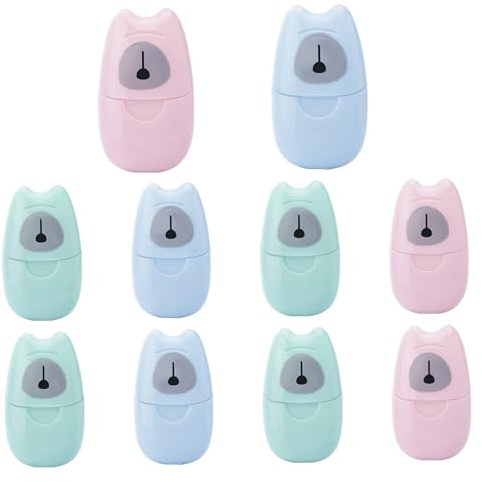 10 pcs Feuilles de Savon en Papier pour Lavage des Mains, Feuilles de Savon Portables jetables pour la randonnée Camping en Cours Route, Couleurs aléatoires 10 tranches Portables tranches p