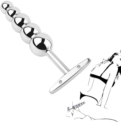 Stainless Steel Anal Beads 5-Ball Metal Butt Plug for BDSM Play Heavy Prostate Massager and Anal Trainer Toy for Men and Women SM Unisex Adult Sex Toy