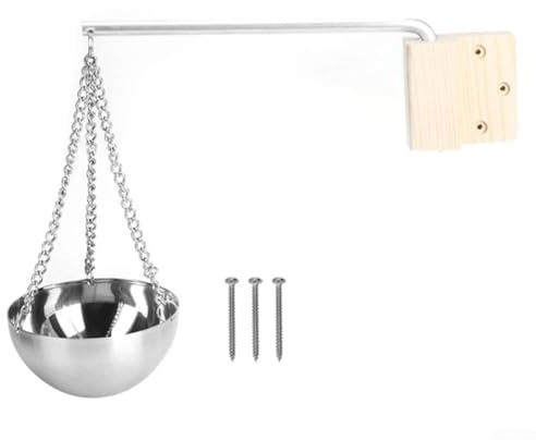 Eawfgtuw For Stainless Steel Sauna Oil Cup for Essential Oils and Salt Crystals, Fragrance Diffuser Bowl with Chain and Wood Mounting Block, Compatible with
