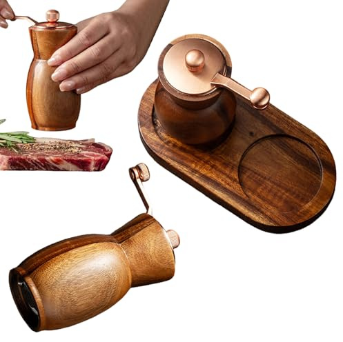 Set Macinapepe – Macinaspezie A Manovella In Legno, Utensile Da Cucina Manuale Per Macinare Sale, Macinino Per Condimenti Durevole | Macinas Sale E Pepe In Legno Naturale Per Cucina In Appartamento,