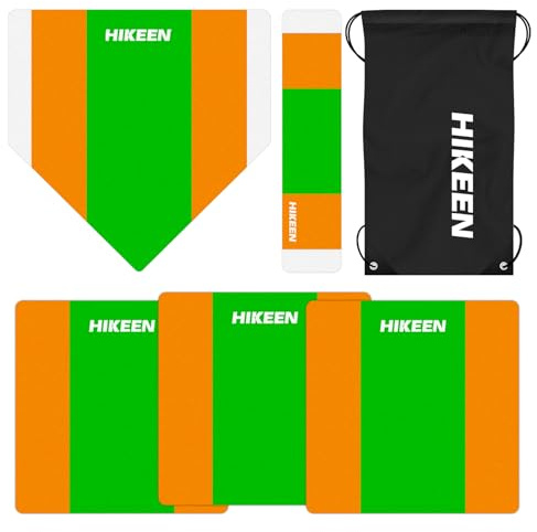 Hikeen 5 Piece Baseball & Softball Base Set, Throw Down Rubber Bases for Baseball Softball Kickball with Home Plate for Backyard Field Practice
