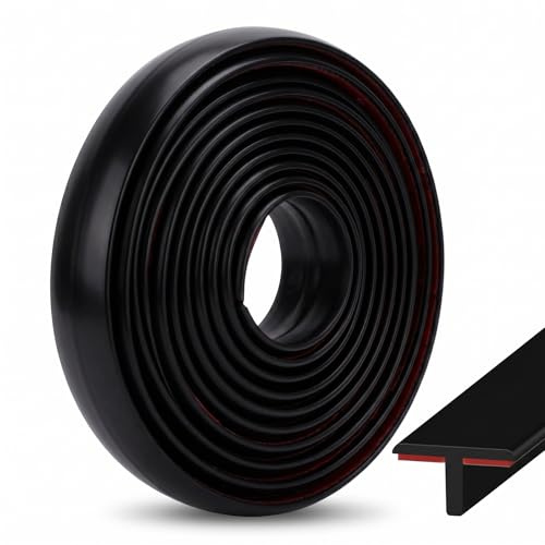 OMJMYY Profilo di Transizione a T Autoadesivo 5 Meters Profilo di Transizione Pavimento Striscia di Transizione Profilo a T per Laminato Piastrelle Legno Silicone(Nero)