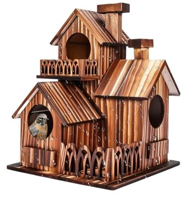 Cabane À Oiseaux,Abri en Bois pour Extérieur,Maison pour Merlebleu | pour Troglodytes Mésanges Moineaux Colibris Nidification Reproduction Jardin Porche Patio Cour Arrière-Cour Arbre Ornithologues