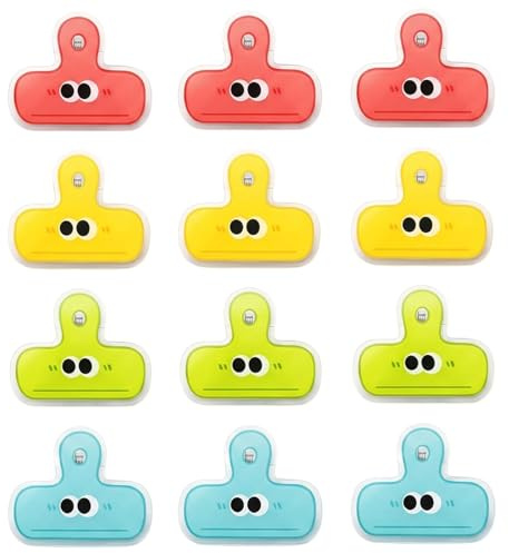 Food Bag Clips for Food Storage, 12 Pack Kitchen Clips for Bags, Secure Sealing Solution for Food Preservation, Durable Plastic Construction with Easy Grip Design