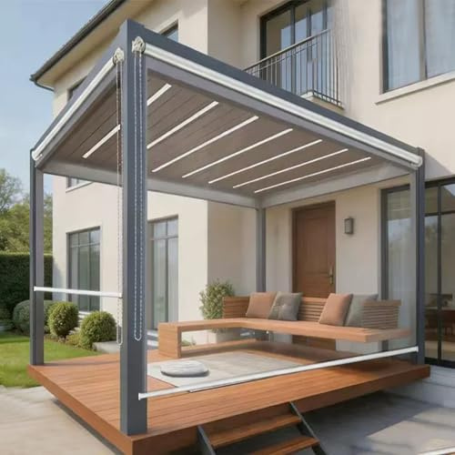 Tenda a Rullo Pvc Trasparente Impermeabile,Tenda Antipioggia per Finestre,Patio,Gazebo Esterni,Tessuto Termoisolante e Oscurante,Tapparella Avvolgibile Facile da Installare (W125xH150cm)