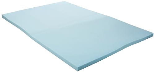 LINENSPA 2 Inch Gel Infused Memory Foam Mattress Topper, Full, Blue