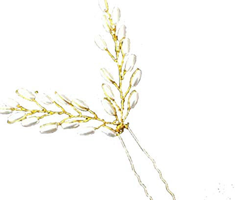 Damen Haarschmuck Accessoires Diadem 2 St. Haargesteck Haarnadeln Perlen Hochzeit Strass Tiara Diadem gold/silber (gold (2 St.))