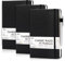 feela Notizbuch A5 liniert, 3 schwarze Notizbücher mit 3 Stiften, DIN A5 Hardcover Notebooks, 120 g/m², je 128 Seiten, 64 Blatt, Tagebuch, Business Notizbuch, Notizbuch für Männer, Frauen