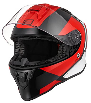 ORIGINE Casco Moto Integral con Visera para Adultos y Niños Homologado ECE (Bolt Gloss Red Black,S)