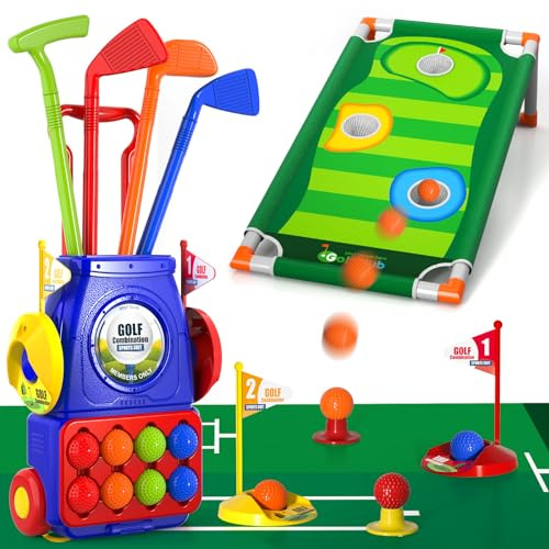 Bennol Upgraded Kids Toddler Golf Set Indoor Outdoor Outside Toys Gifts for 3 4 5 Years Old Boys 3 4 5 6 7 Years Old Boys Toys Birthday Gifts Ideas Outdoor Golf Set Game for Kids Boys