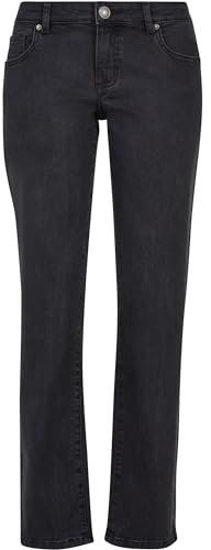 Urban Classics Damen Hose Ladies Low Waist Straight Denim Pants Black Washed 28