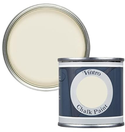 Vintro Paint | Cream Chalk Paint | Furniture Paint | Shabby Chic | Ultra Matt Finish | 125ml (125ml, Ermine - Cream)
