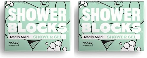 Shower Blocks - Naked Unscented Solid Shower Gel | Plastic, Cruelty and Paraben Free | Vegan | Moisturising Body Soap For The Shower (Pack of 2)