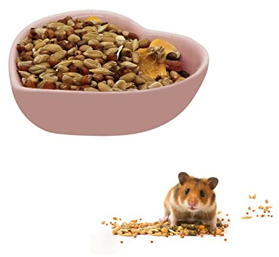 LuckyOpt Ciotola per criceti, in ceramica, a forma di cuore, lavabile, per piccoli animali, per porcellini d'India, gerbilli, ricci, cincillà, pappagalli (rosa)
