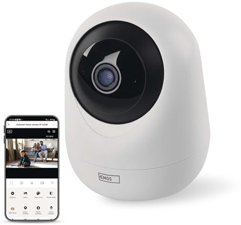 EMOS GoSmart Indoor Überwachungskamera 4MP mit Dual-WiFi und App, Smart Home IP-Kamera mit 2560x1440 Auflösung für Innenbereich, mit Bewegungserkennung und -Tracking, Nachtsicht und Bereicheinstellung