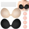 XEOOCE Sticky Bra - 2 Pack Invisible Bra, Reusable Strapless Stick on Bras Set with Nipple Covers and Double Sided Body Tapes, Backless Push Up Sticky Bras (UK, Cup & Band, D, Black+Skin Colour)