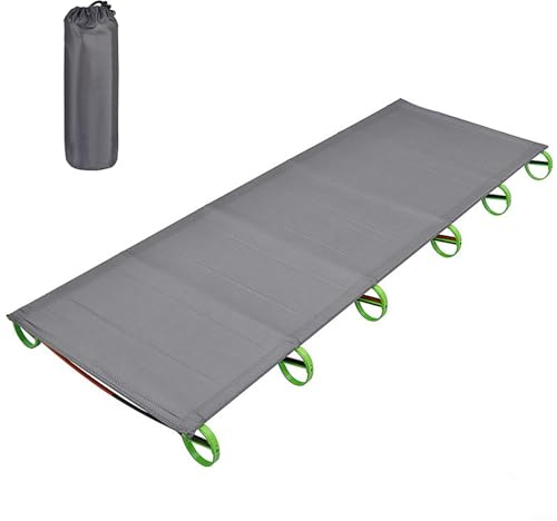 HpLive Portable Ultralight Folding Camping Bed Travel Bed Tent Lounger Aluminium Frame Outdoor Sleeping Equipment up to 150 kg (Green)