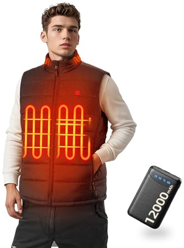 VIWKO Chaleco Calefactable Hombre con Control por APP - Chaqueta Calefactable Eléctrica Ligera con Batería, 4 Niveles de Calor para Cazar, Esquiar, Senderismo y Caminar con el Perro (Talla XL)