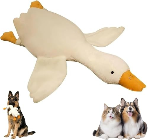 Irsnianianfa White Duck Dog Toy,Large Realistic Goose Dog Toy,Durable Plush Chew Toy for Dogs Aggressive Chewers,Play or Training(50cm/19.7in)