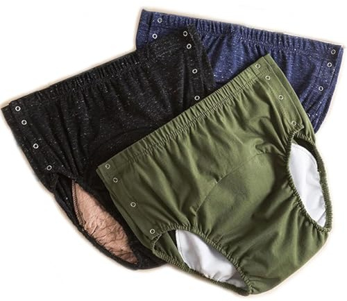 FUELIX Lot De 3 Couches Adultes, Culotte Fuite Urinaire Lavable Slip Incontinence Pantalon Respirant Couche-Culotte Adulte Vêtements Imperméables pour Personnes Âgées, Hommes, Femmes L