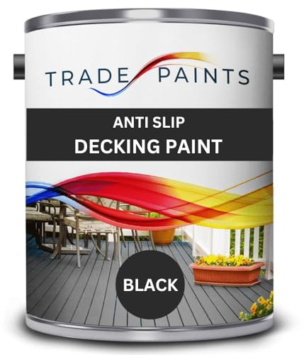 Anti-Slip Garden Decking Paint – Black - 5L - Durable Non-Slip Garden Deck Floor Coating for Wood & Timber, Weatherproof Outdoor Finish