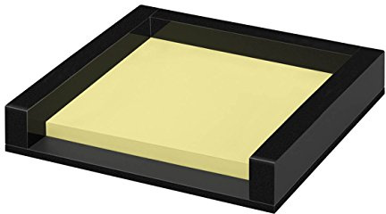 Wedo 631801 - Portablocco Black Office in polimetilmetacrilato (PMMA), 50 fogli di notes adesivi, con piedini in gomma, 76 x 76 mm, in confezione regalo, colore: nero