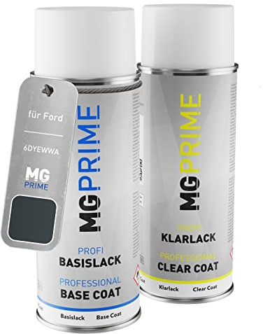 MG PRIME Billack Spray can set för Ford 6DYEWWA / PN3FV0 / XSCH Sea Grey Metallic/Royal-Grau Metallic Base coat klarlack spray can 400ml