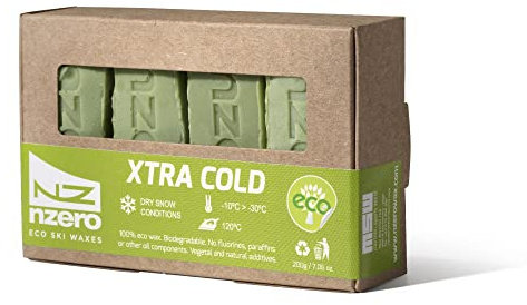 NZEROWAX Organiskt skidvax | 200 g, 50 g (x4) | ekologiskt växtvax för skidåkning, skidåkning, snowboard, längdskidåkning