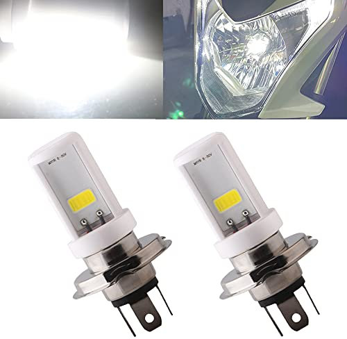 Qasim 2-Pack H4 LED Bombilla para faros delanteros de motocicleta Hi/Lo Beam 9003 Bombilla 12W 900 lúmenes COB blancos Chips de cerámica LED para faros de coche