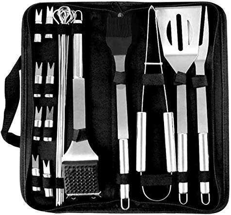Coocnh 20pc Heavy Duty BBQ Grill Tool Set in Case - The Very Best Grill Gift on Birthday Wedding - Professional BBQ Accessories Set for Outdoor Cooking Camping Grilling Smoking