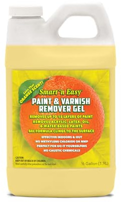 Smart 'n Easy Paint & Varnish Remover Gel - Do It Yourself Friendly Paint Remover - Strips Multiple Layers of Acrylic, Latex, Oil & Water-Based Paints & Varnishes - Orange Citrus Scent - 1/2 Gallon