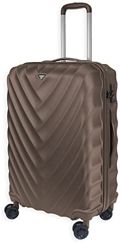 Rocklands Large Suitcase Hard Shell Lightweight 4 Dual Spinner Wheels Trolley Luggage Suitcase Hold Check in Luggage TSA Combination Lock (Coffee, Medium (H70xW46xD26cm))