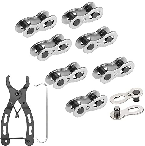 ENASGLOO 8 Pairs Reusable Bicycle Missing Link + Bike Chain Plier for 6 7 8 Speed
