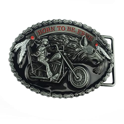 通用 Lkmy Mens 3D Skull Locomotive Motorcycle Belt Buckle, Western Cowboy Death Skeleton Vintage Eagle Belt, Cool Jeans Accessory for Men Women Father's Day, Christmas, Birthday Gift